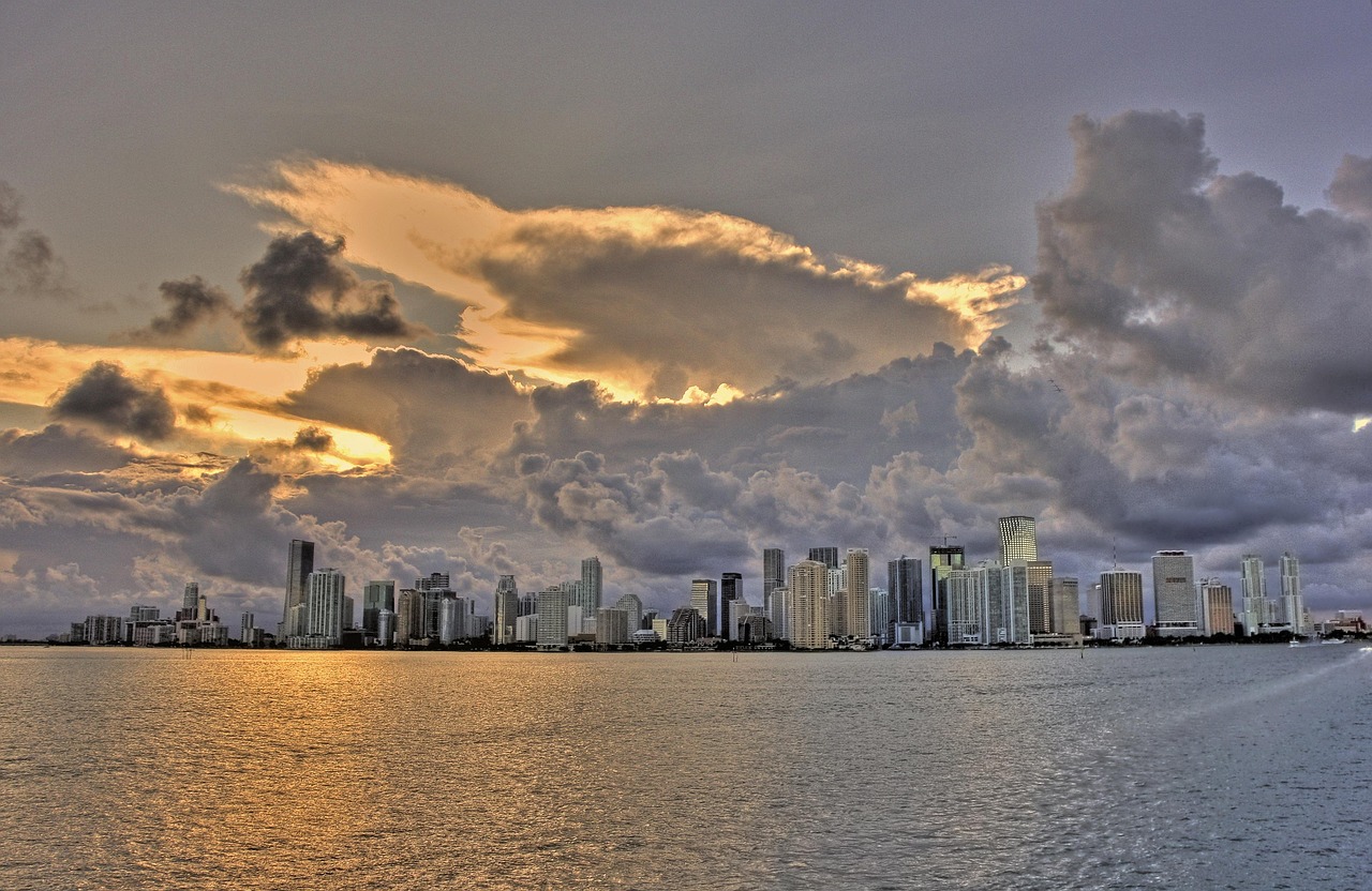 flights from London to Miami, miami, nature, clouds, miami beach, florida, usa, skyline